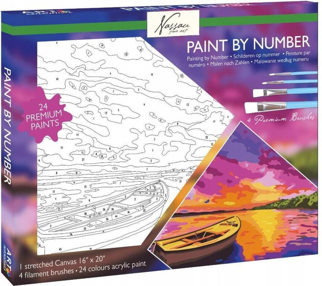 PAINTING BY NUMBERS BOAT Lake frame PAINTING