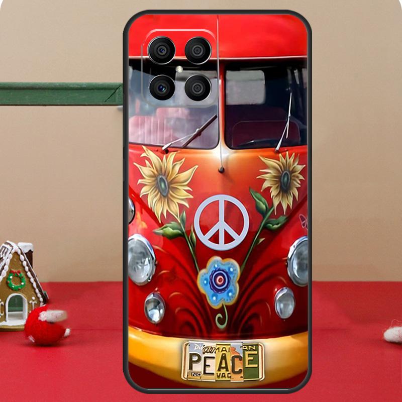 Hippie Peace Bus and Sunflower For Huawei Honor Magic 5 Pro X8 X9a 50 70 P Smart 2019 Nova 9 5T P60 P20 P40 P30 Lite Case
