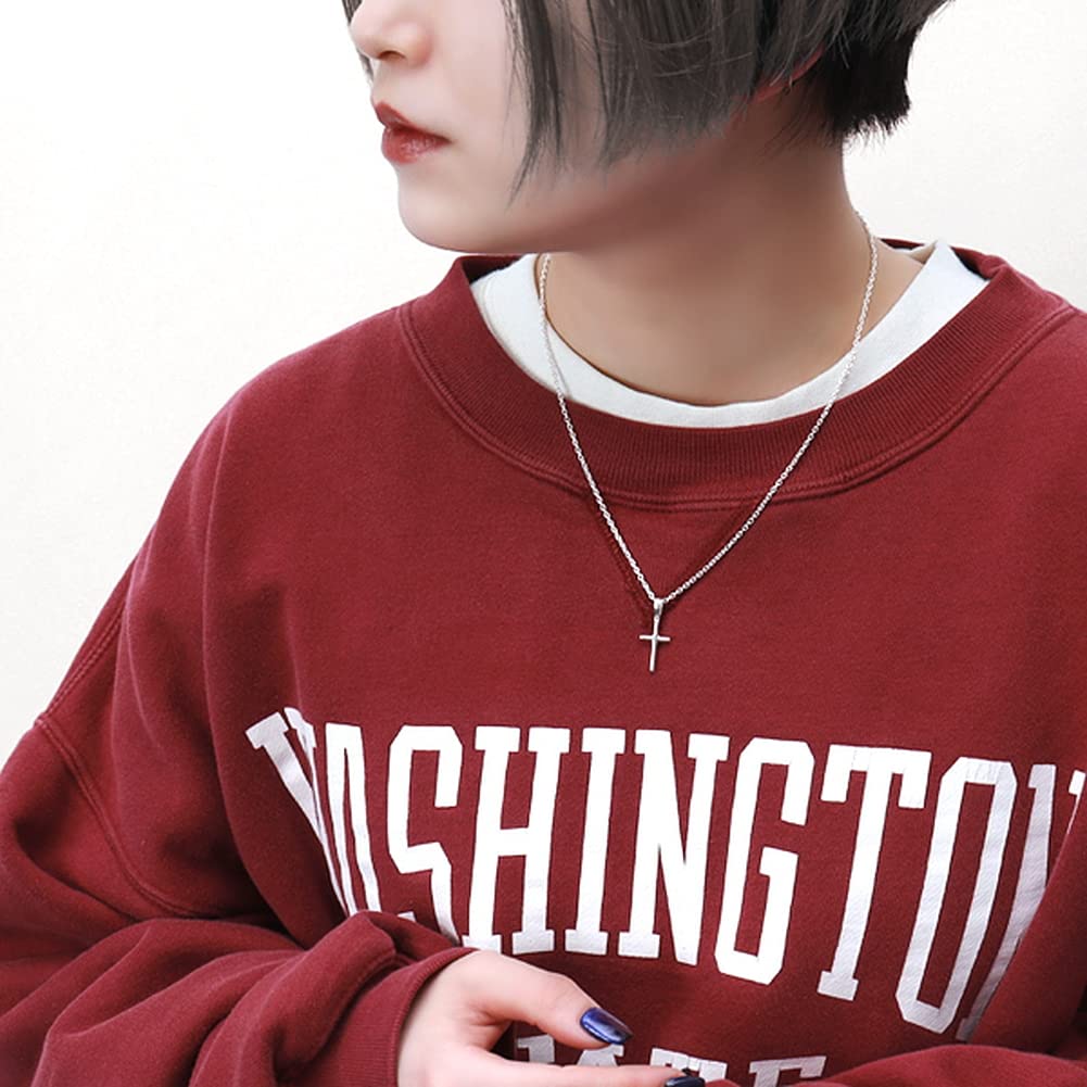 Синдзюку Гин но Кура Маленький Простой Крест Серебро 925 Ожерелье Распятие Латинский Крест Подвеска (Цепь 45см)