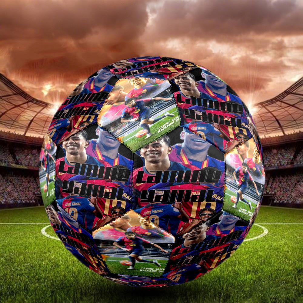 Lamine Yamal 19 Champion Celebration Moment Size 5 Soccer Ball Machine-Stitched Indoor/Outdoor Training and Matches Sports Enthusiast Gifts