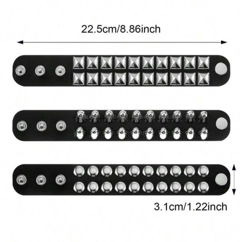 Yupsk Square Wide Punk Chunky Rivet Leather Bangle Rock Rows Nails Wristband Adjustable Size Jewelry Bracelets & Bangle