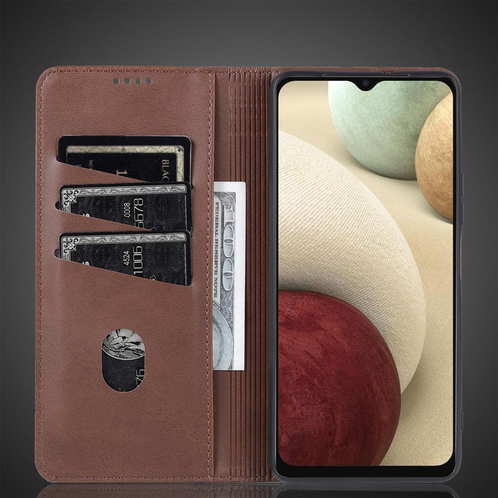 Deluxe Magnetic Adsorption Leather Fitted Case for Samsung Galaxy A12 A125F A127 Flip Cover Protective Case Capa Fundas Coque