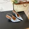 Весна и лето 2025 года женская обувь в корейском стиле французский тонкий каблук остроносые босоножки на высоком каблуке с ремешком на пятке туфли-лодочки с открытым верхом
