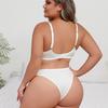 Sexy Plus Size Women's Solid Color Underwear Set Gathered Suspenders White Bra and Panties Two-piece Set