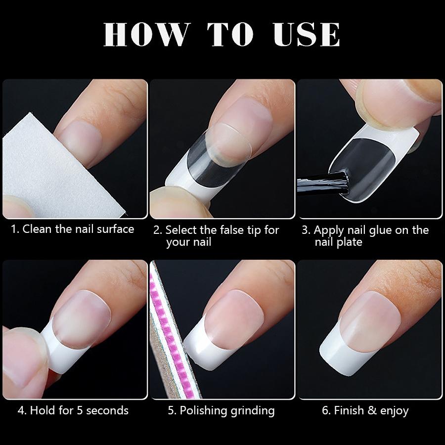 120 шт. накладные ногти во французском стиле, полное покрытие на кончиках ногтей, носимые ногти среднего размера