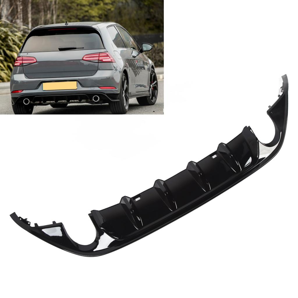 Rear Bumper Lip Spoiler Gloss Black TCR Rear Bumper Diffuser Valance Sporty  For MK7 Pre‑Facelift 2013 to 2016