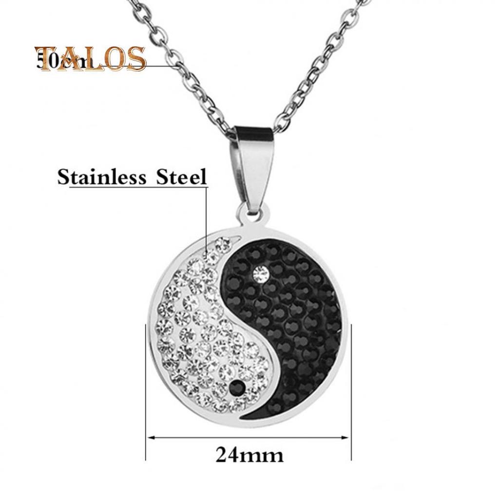 Винтажный символ Инь-Янь, блестящий кристаллический камень, мужское и женское ожерелье, ювелирные изделия, подарок, аксессуары для красоты