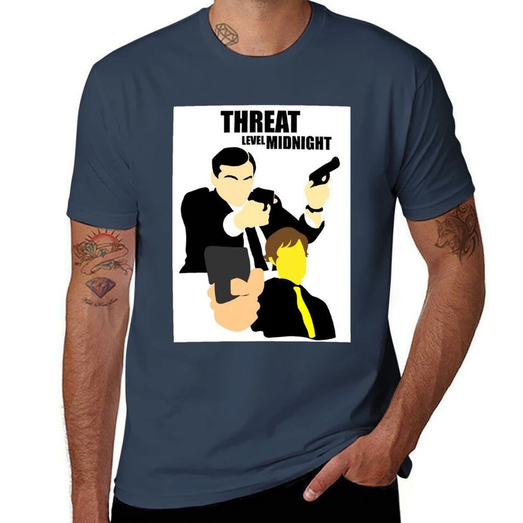 The Office Threat Level Midnight Classic Tshirt T Shirt Custom Print T Shirts For Unisex Slim Fit Tshirt