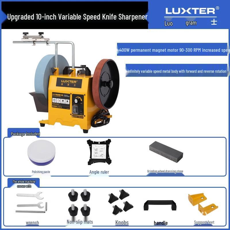 LUXTER Электрическая точилка для ножей с регулируемой скоростью, шлифовальный круг 8/10 дюйма с водяным охлаждением.