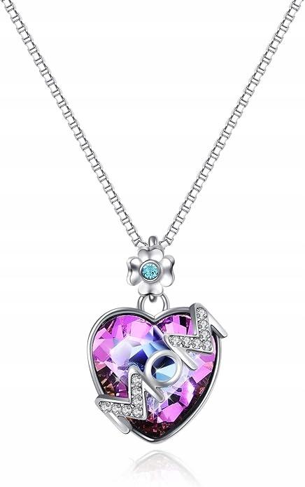 Jovivi Crystal Heart Glass Necklace for Mom Mother's Day Gift
