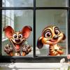 Статические наклейки на окна Смешные мультяшные животные Многоразовые наклейки на окна Водонепроницаемые Съемные наклейки для комнаты Офиса Дома Стеклянных дверей Декор окна