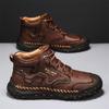 Winter/Fall Mens Handmade Casual Leather Casual Shoes High Boots Leather Shoes  for Men Soft and Comfortable Non-slip Ankle Boots