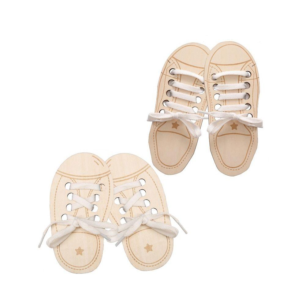 Learn to Tie Laces Toy Tying Shoelaces Boards Wooden Lacing Shoe Toy Montessori Educational Toy