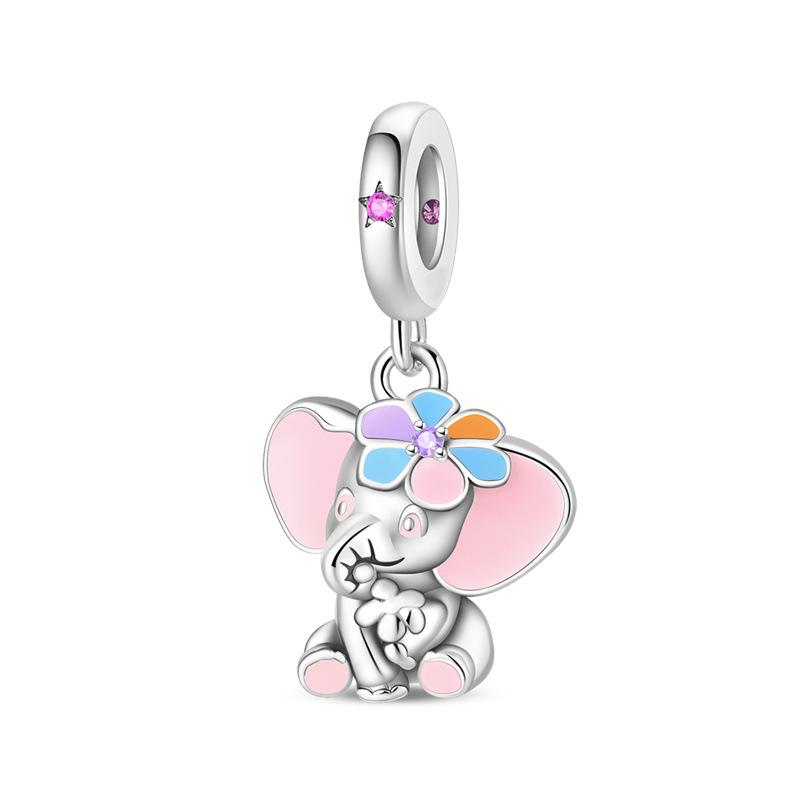 S925 Silver Capybara And Elephant Animal Shaped Beads DIY Craft Accessories Jewelry Making Kit