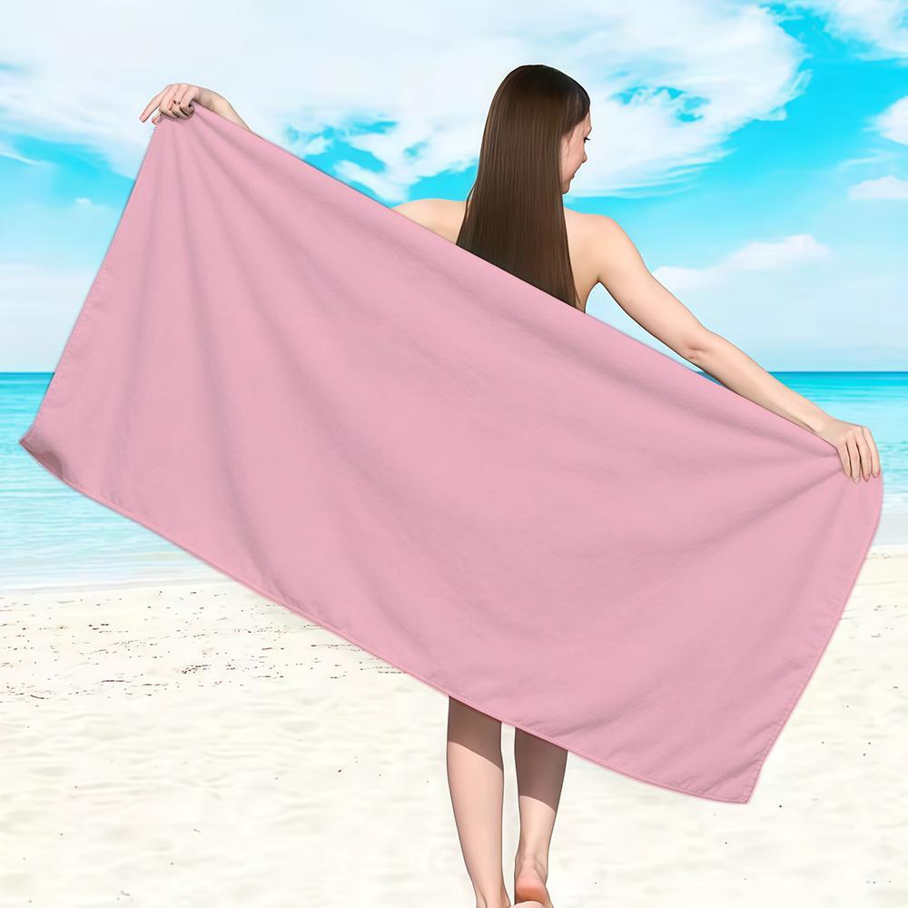 Solid Colors Towel Soft Lightweight Anti-Sand Large Beach Towel Quick-Drying Bath Sports Family