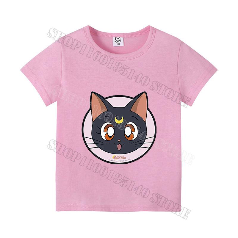 Sailor Moon Tshirt for Children Colorful Tee Shortsleeve Shirt Tops Cotton Cute Cartoon Print Soft Tshirts Kids Girl Boy Gift