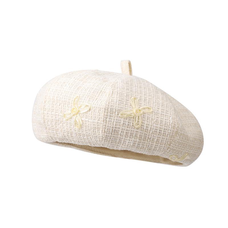 Новая шапка, женский берет Xiaoxiangfeng с бантом, дизайнерская ниша, зимняя шапка с бутоном