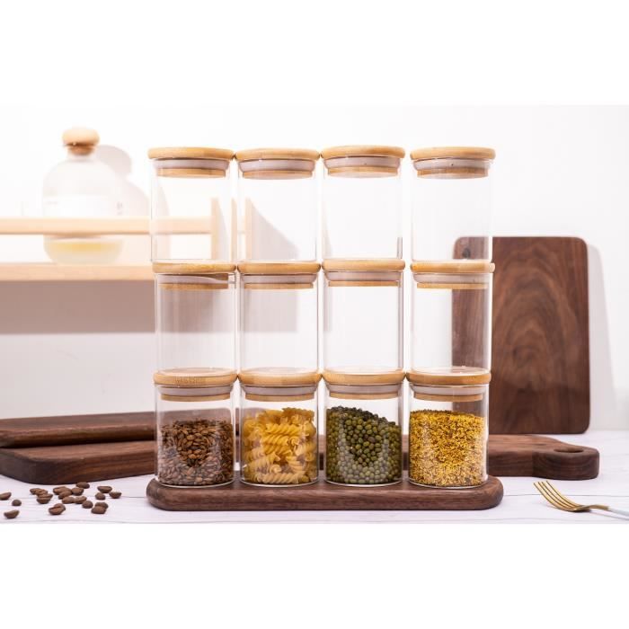 12x150ml Verre à Haute Teneur en Borosilicate Cylindre Récipient de Stockage de Épices, Cafe en Grain