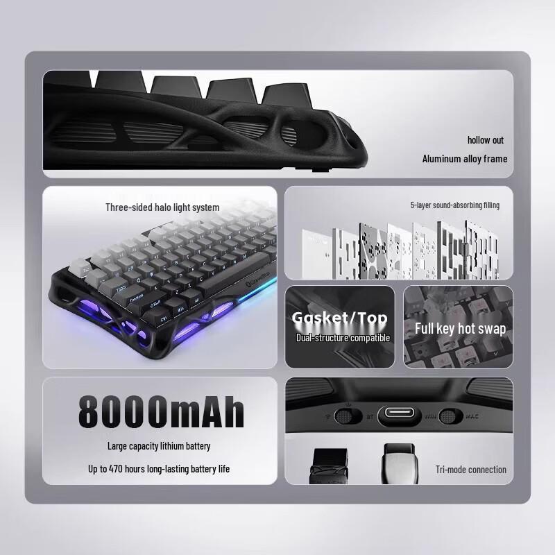Трехрежимная механическая игровая клавиатура GravaStar P75