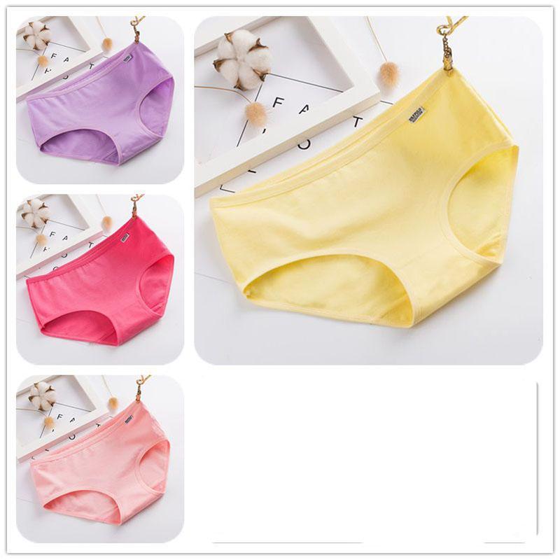 4 Pcs Women's Panties Cotton Girls' Panties Light and Breathable Trunks
