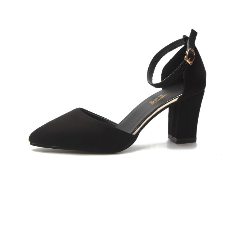 Универсальные босоножки на среднем каблуке с толстым каблуком и острым каблуком