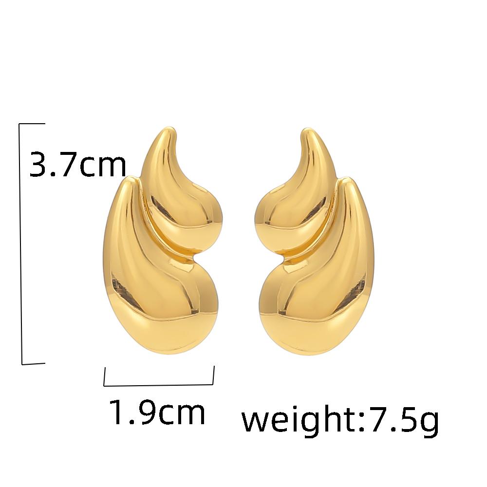 Geometric Water Drop Women's Stainless Steel Earrings Vintage Elegant Gold Color Electroplated Ladies Stud Daily Wear Jewelry