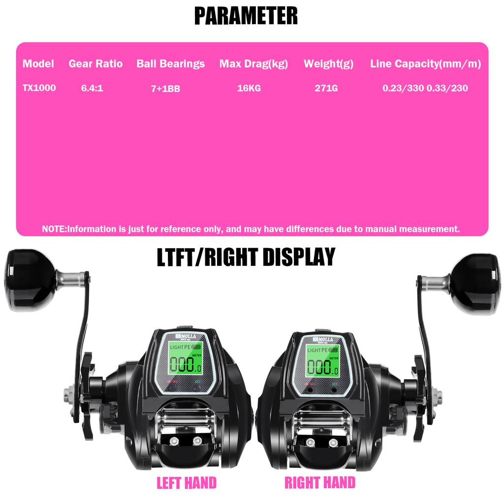 New Large Deep Sea Electronic Fishing Reel Baitcasting Saltwater Waterproof 6.4:1 16KG Drag Catfishing Trolling Metal Base