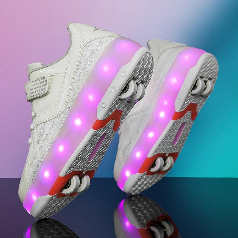 TUINANLE Children’s Two Wheels Luminous Glowing Sneakers Heels Light Roller Skate Shoes