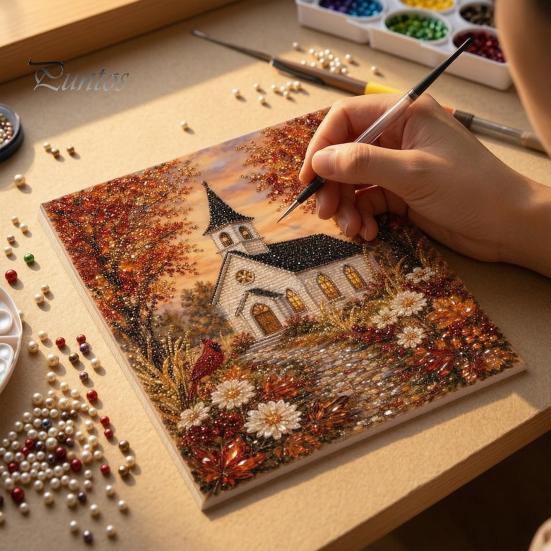 Осенний декор для дома Поделки Осенний набор для рисования искусственным жемчугом, DIY Тыква Индейка Арт для взрослых Подсолнух 3D Набор для настенных поделок Ручная работа Набор