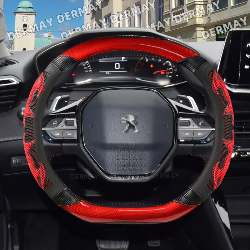 for Peugeot 2008 I II A94 e-2008 P24 2013~2023 Car Steering Wheel Cover Silica Gel PU Leather Non-slip Massage Auto Accessories