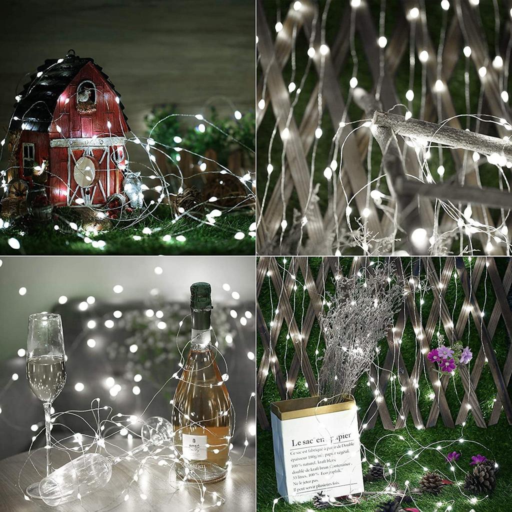 Outdoor Solar Light String 33 Feet 100 Led Solar Lights 8 Lighting Modes Copper Wire Lights Courtyard Trees