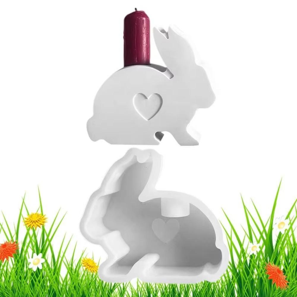Cartoon Rabbit Candlestick Molds Handmade Bunny Tealight Molds  Home Table Decoration
