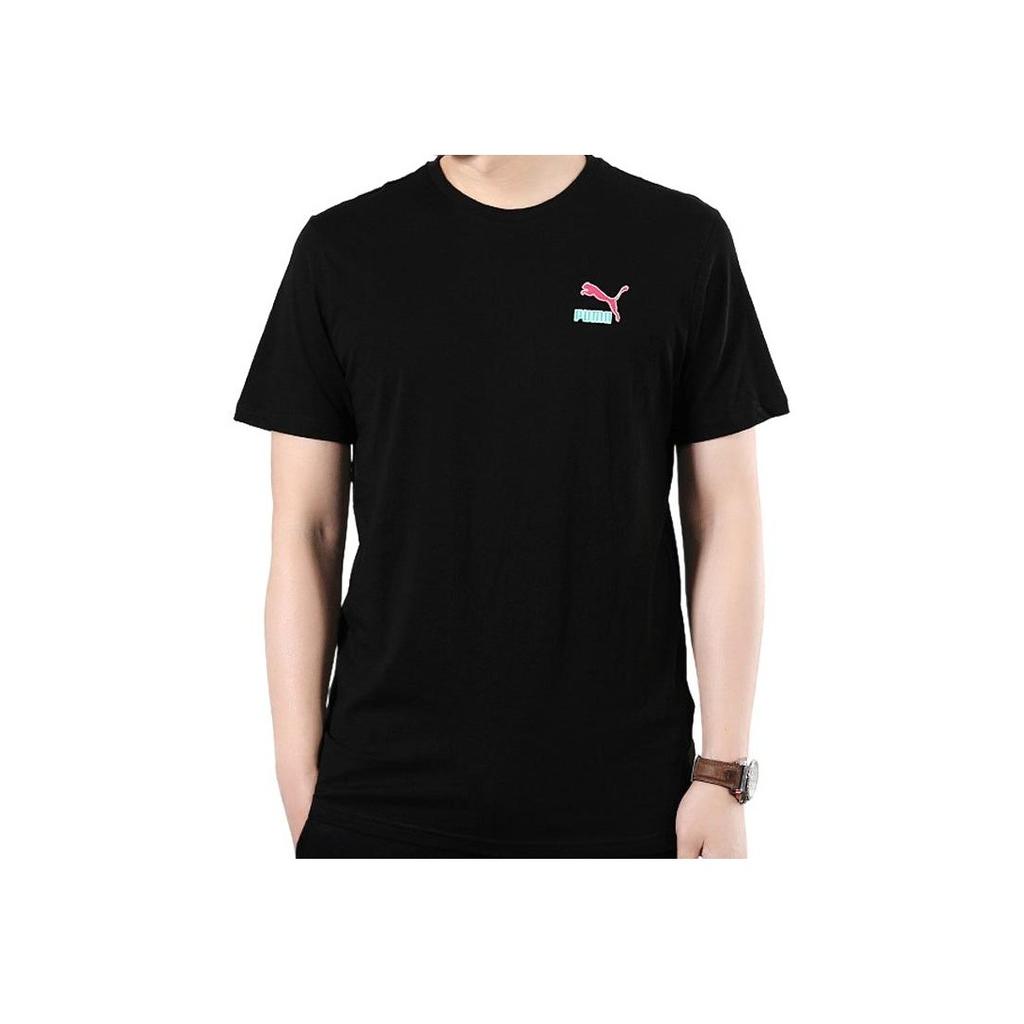 Puma Футболка с коротким рукавом с логотипом Мужские топы Черная 579124-01