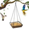 Metal Mesh Hanging Bird Feeder Square Bird Chain Tray Practical Bird Feeding Tray Balcony