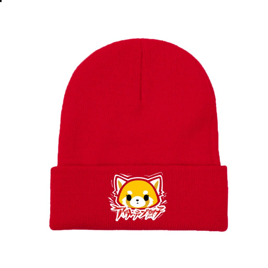Aggretsuko Knitted Hat Beanie Autumn Winter Hats Warm Color Retsuko Anime Panda Death Metal Cap Unisex Women Gift