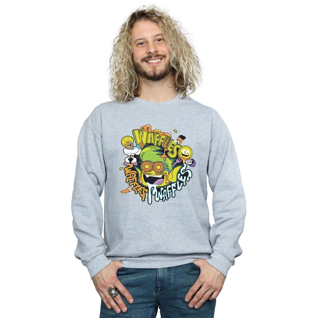 DC Comics Mens Teen Titans Go Waffle Mania Sweatshirt