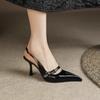 Женские летние туфли на высоком каблуке-шпильке 2025 новинка французский темпераментный дизайн нишевые пустые туфли с сумкой сандалии с открытым носком