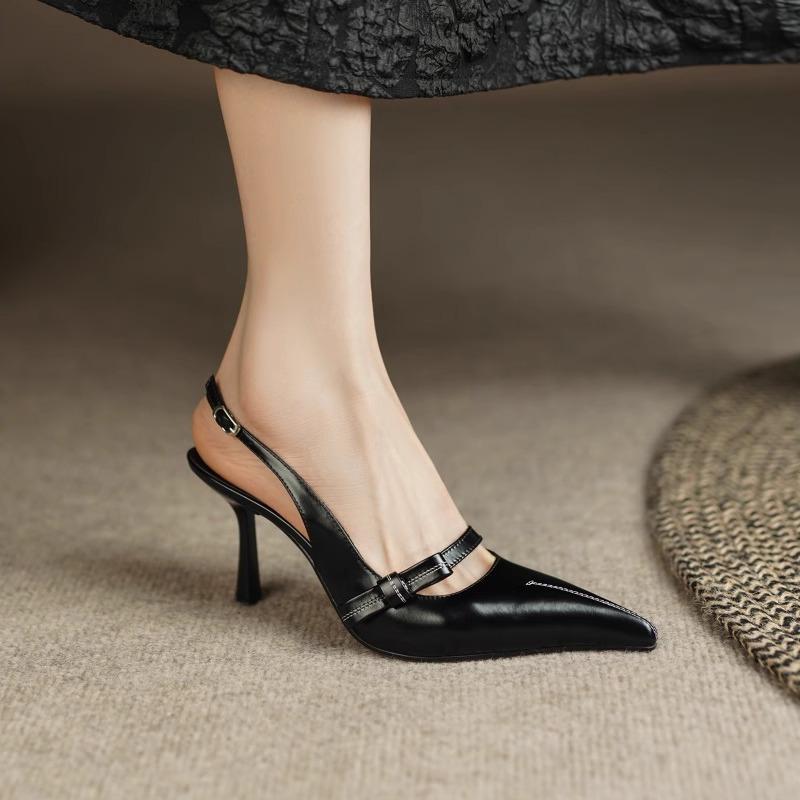 Женские летние туфли на высоком каблуке-шпильке 2025 новинка французский темпераментный дизайн нишевые пустые туфли с сумкой сандалии с открытым носком