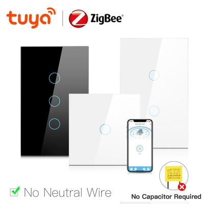 Tuya Smart Life Zigbee Touch настенный выключатель без нейтрального провода, не требуется конденсатор, управление через приложение, совместимое с Alexa Google Home