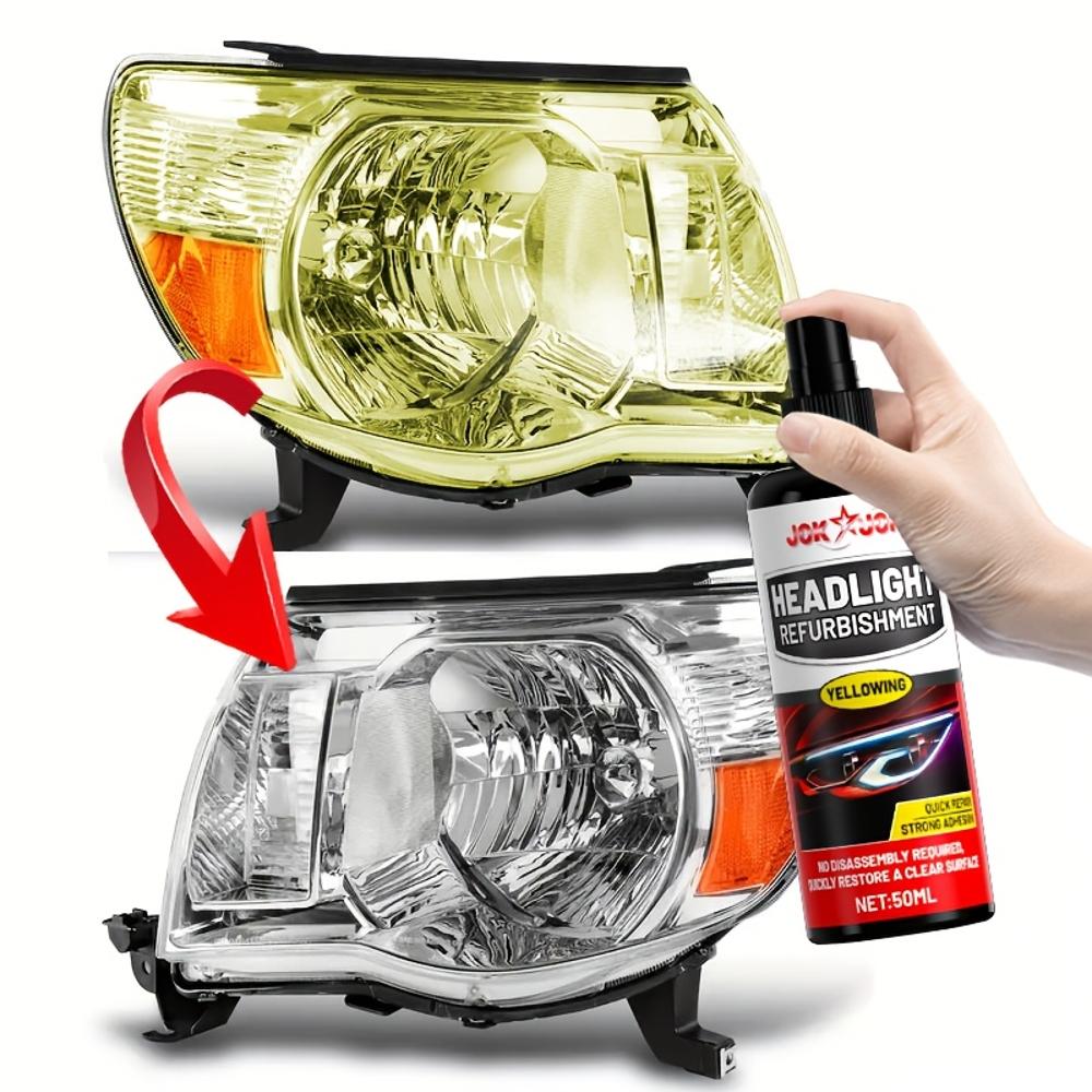 JOKJOK 50 мл Спрей для восстановления фар «Все в одном» - 10-летняя долговечная защита прозрачным лаком, Обработка помутневших и окисленных линз,