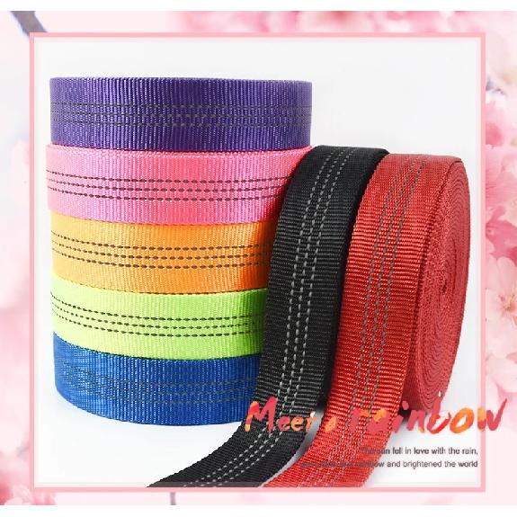 10/20/40M Meetee 25mm Nylon Tubular Webbing Tapes Double-layer Reflective Band for Sewing Bag Strap Dog Leash Accessories