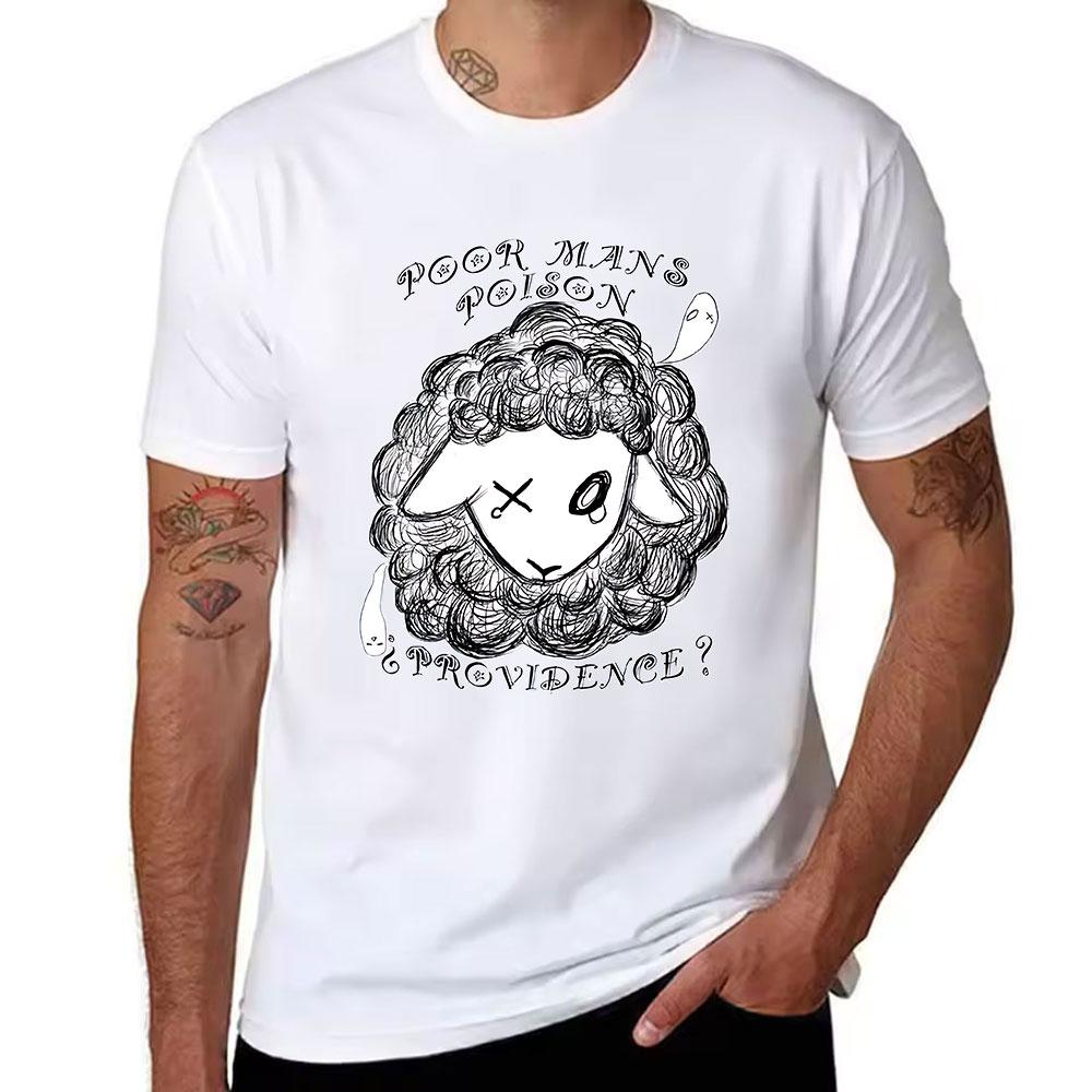 Unisexs Cotton T Shirt With Hand Drawn Sheep Graphic Vintage Style Text Print Casual Crew Neck Short Sleeve Tee Lightweight Brea