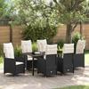 VidaXL 7-piece Garden Dining Set with Black Rattan Cushions 3379636