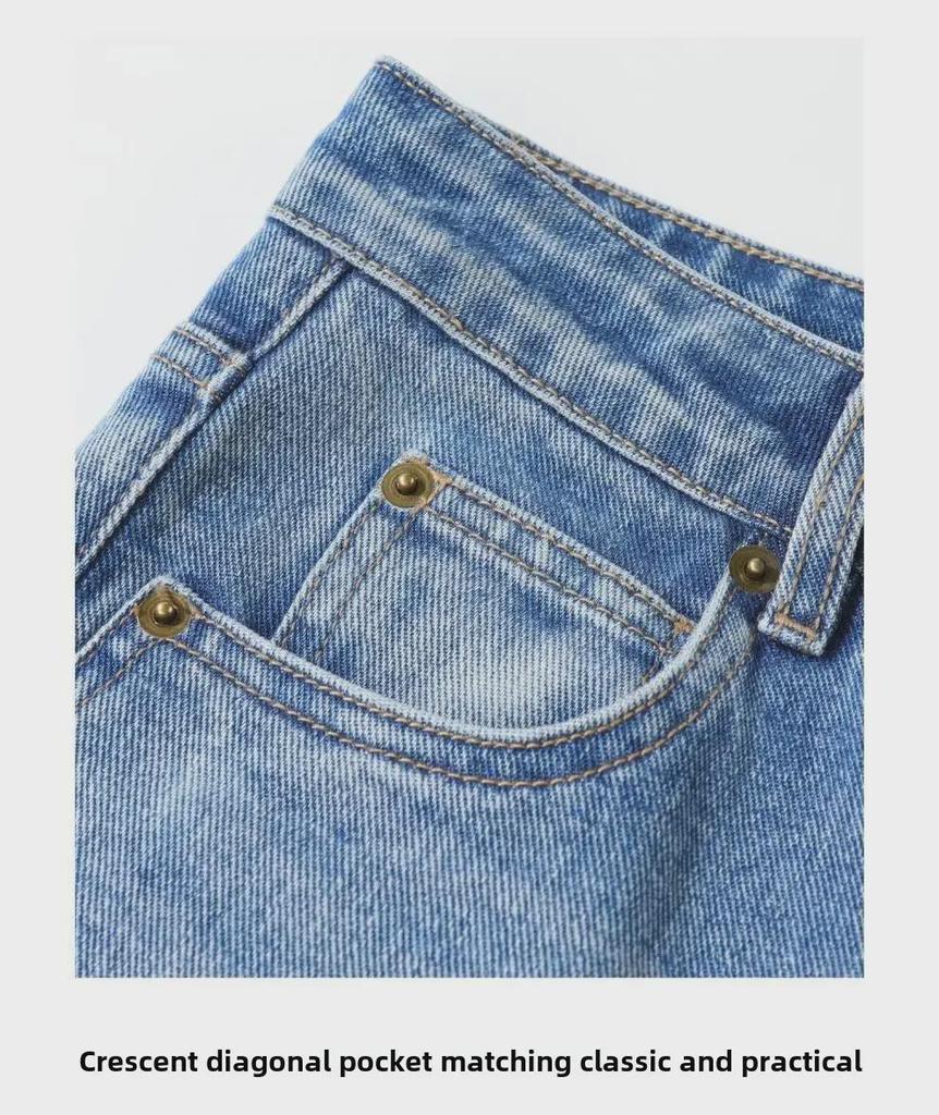 SUNONEONE Women's Blue Wide-Leg Jeans - Autumn/Winter Loose Fit Trousers