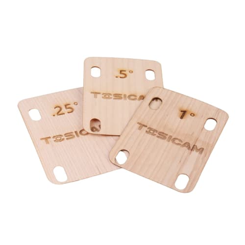 TOSICAM 3-Piece Guitar Neck Shim, Made In Canada from Solid Maple Wood, Bolt-On Neck Bolts, 0.25, 0.5, and 1 Degree