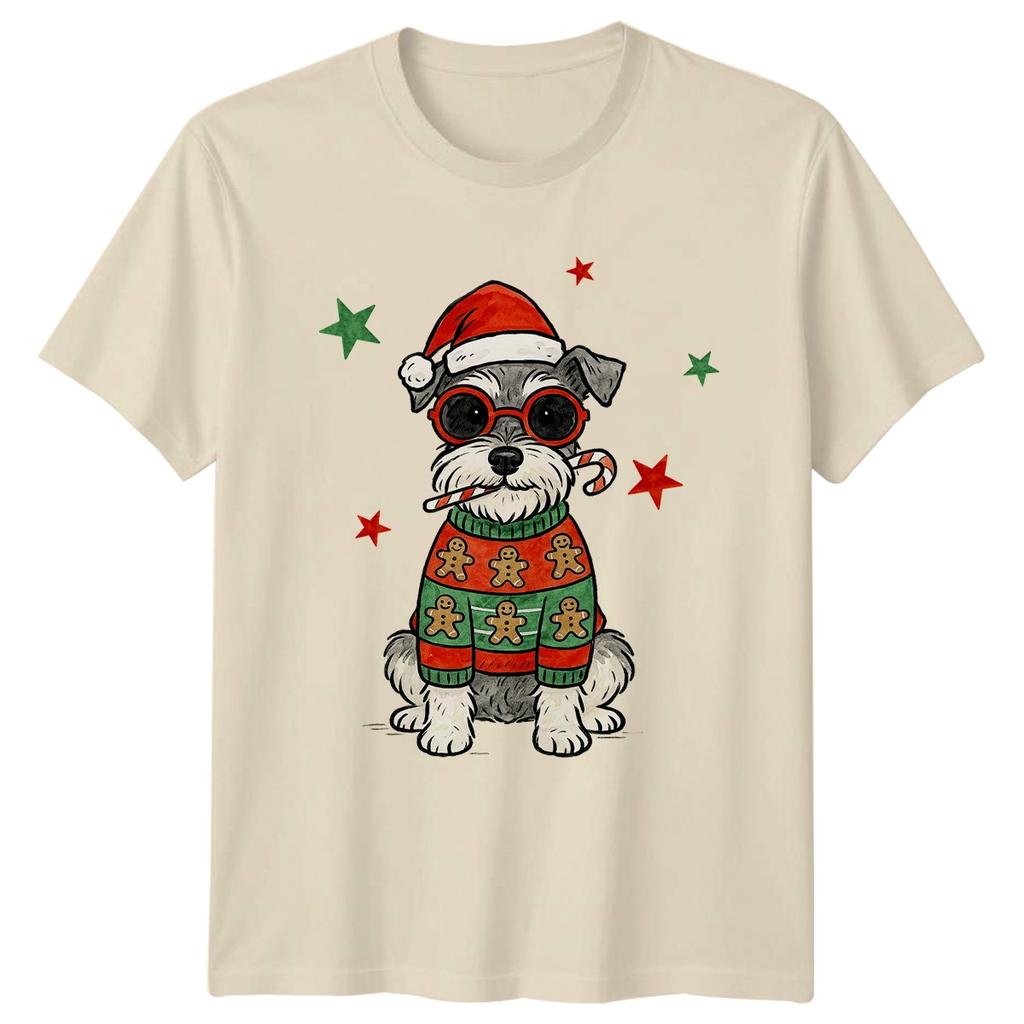 Schnauzer Dog Christmas Holidays Unisexs TShirt Unisexs Tee Graphic Unisex Top