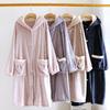 Autumn and Winter New Style Couples' Solid Color Nightgown Flannel Gown Men and Women's Coral Velvet Simple Pajamas Home Clothes