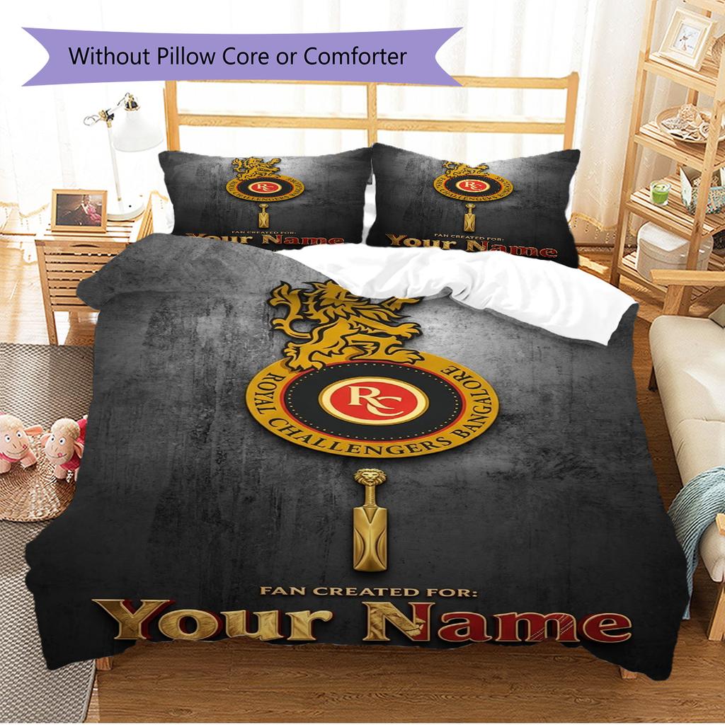 Name Custom RCB logo Pattern Bedding Set Quilt Cover Pillowcase Home Decor Gift (1 * duvet cover + 2 * pillowcase, without core)