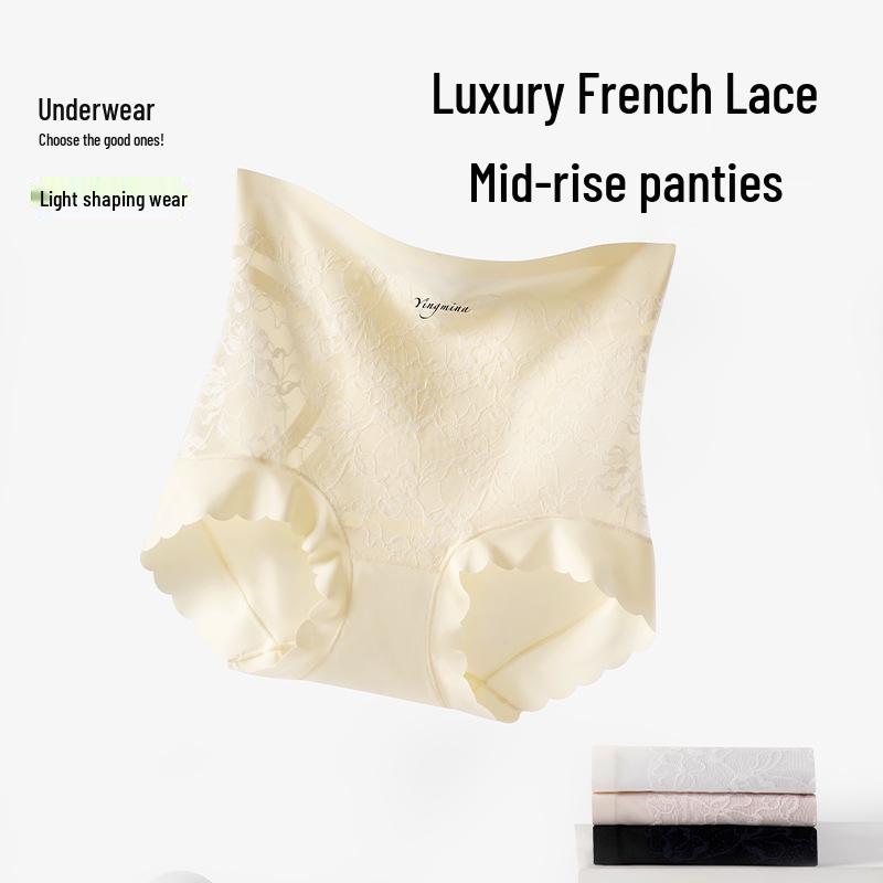 2025 Summer Tummy Control Lace High-Waist Women's Panties: Comfortable Fashion Triangle