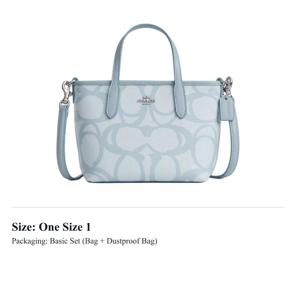COACH City Coated Canvas Tote Bag, Shopping Bag, Shoulder Bag, Handbag Mini Women's Ice Blue CBM64-SVNB9